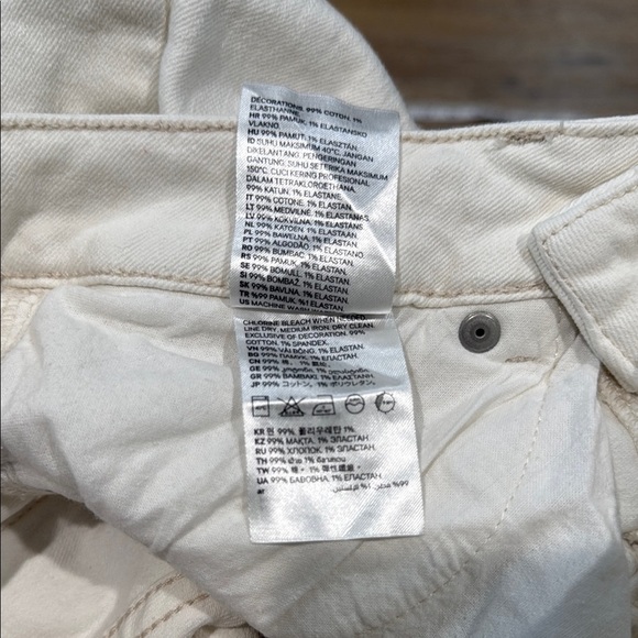 &DENIM Size 26 White Wide Leg Flare Jeans with Frayed Hem - Picture 13 of 13